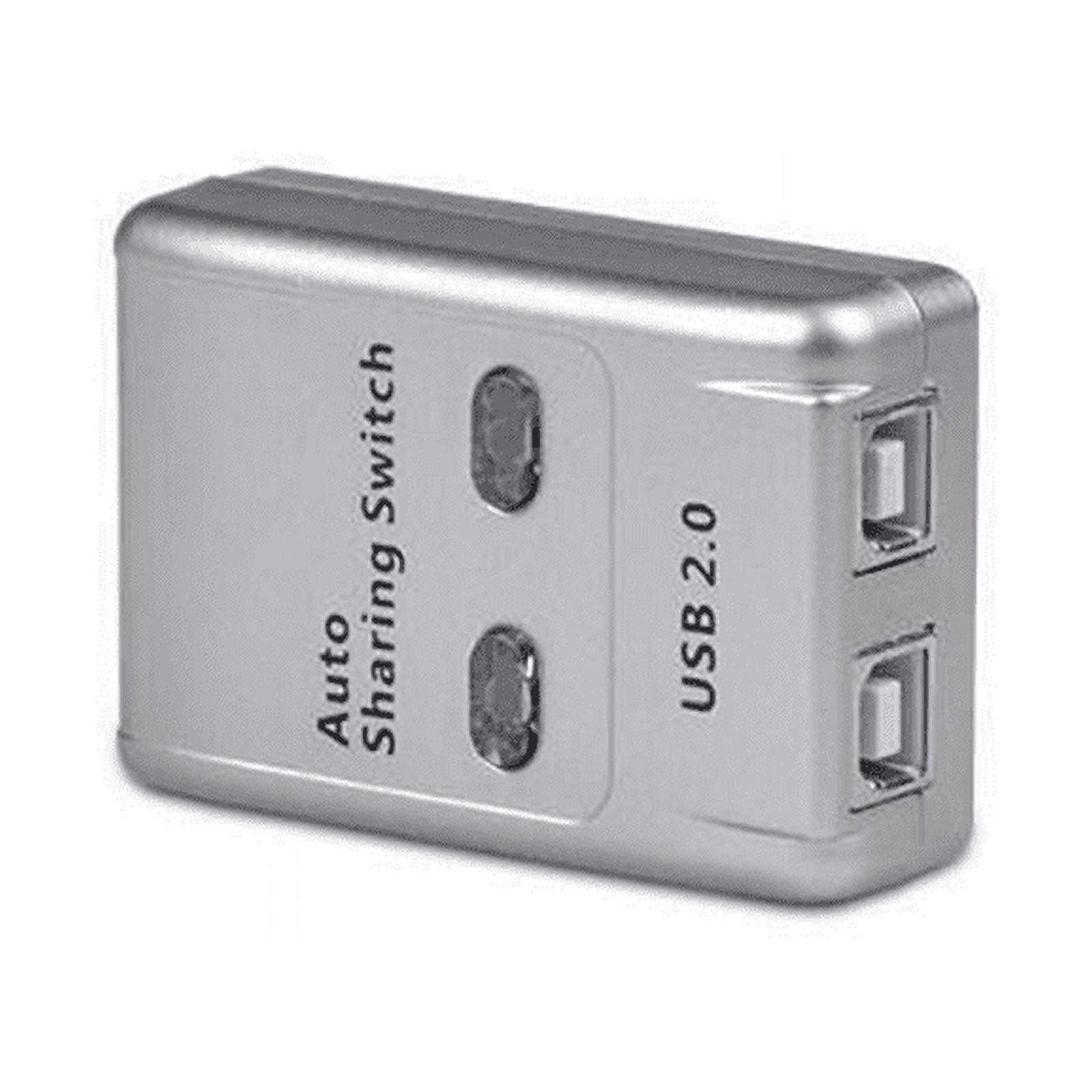5X USB 2.0 Auto Sharing Switch 2 Port HUB Adapter Switcher for 2 PC Printer USB Switch Devices Support,5 x switcher,Silver