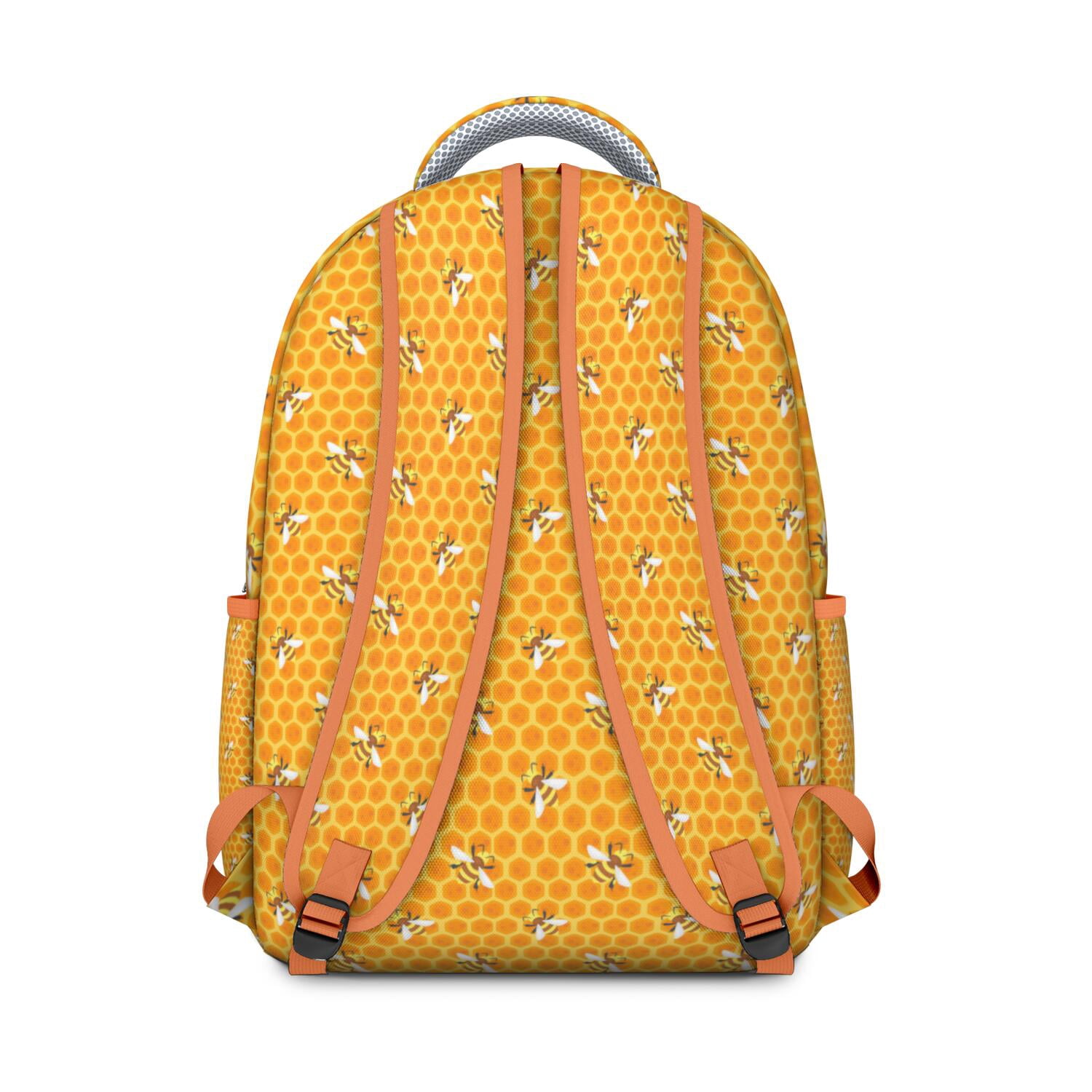 Bees & Garden Backpack&nbsp;- Artistic Floral Bag for Teachers & Students, Reinforced Stitching, Side Pocket for Umbrella or Water Bottle