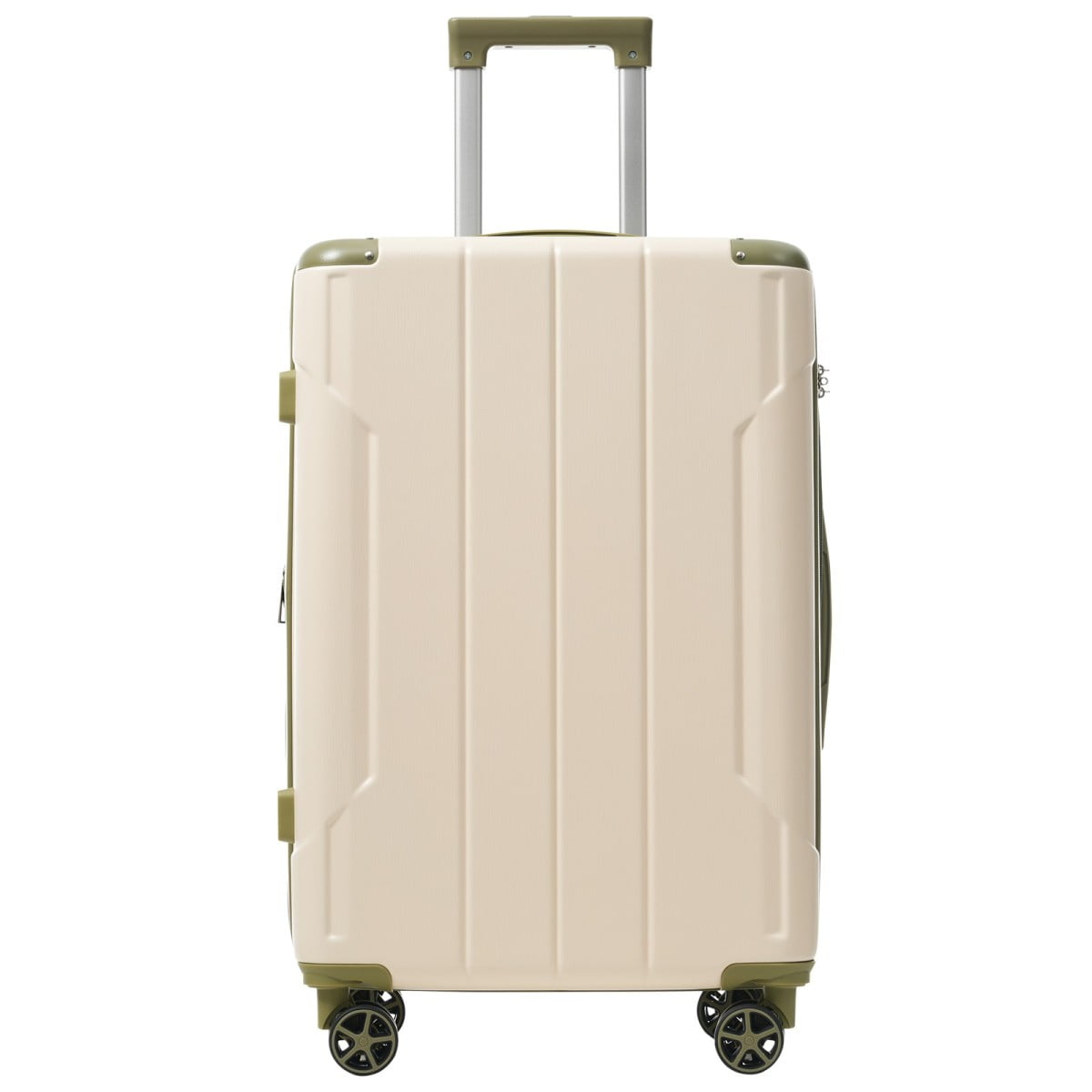 Hardshell Luggage, Lightweight Durable ABS Suitcases with Double Wheels, Expandable 24 Inch Checked Travel Luggage (White and Green)