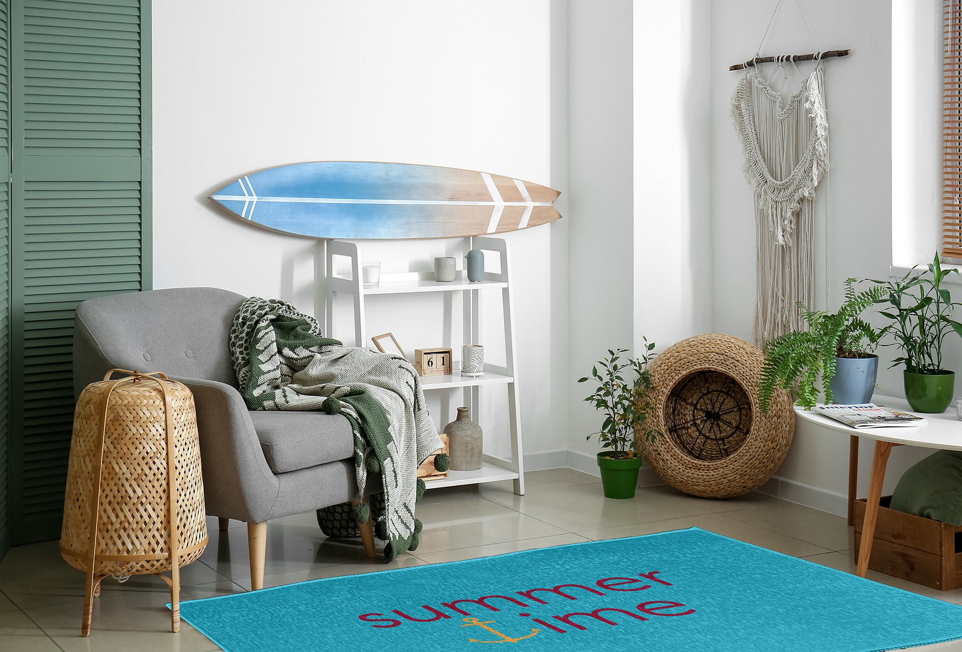 4' x 6' Simply Daisy Summer Time Anchored Beach Style Chenille Area Rug, Lipstick Pink