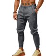 thumbnail image 4 of Men's Tapered Jogger Sweatpants, Drawstring Elastic Waist Outdoor Working Pants, Fall Slim Fit Solid Color Casual Trousers with Pockets Dark Gray 2XL, 4 of 6