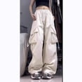 thumbnail image 4 of Pantalones de trabajo retro para mujer, pantalones de pierna recta, de cintura alta y pierna ancha con un diseño holgado e informal hasta el suelo, 4 of 6