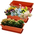 thumbnail image 1 of Set of 3, Window Box Flower Pots with Saucer, 17 Inches Plastic Rectangular Planters,for Windowsill,Patio, Garden, Home Decor, Porch，Indoor and Outdoor Flower Boxes for Windowsill, 1 of 8