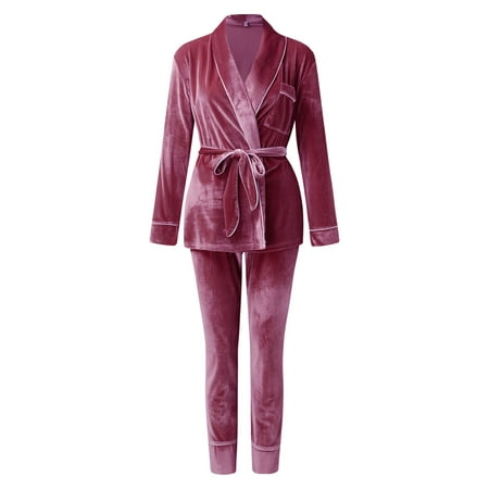

Women s Autumn And Winter Long Sleeved Gold Velvet Suit Cardigan Thickened Warm plus Size Silky Pajama Set for Women