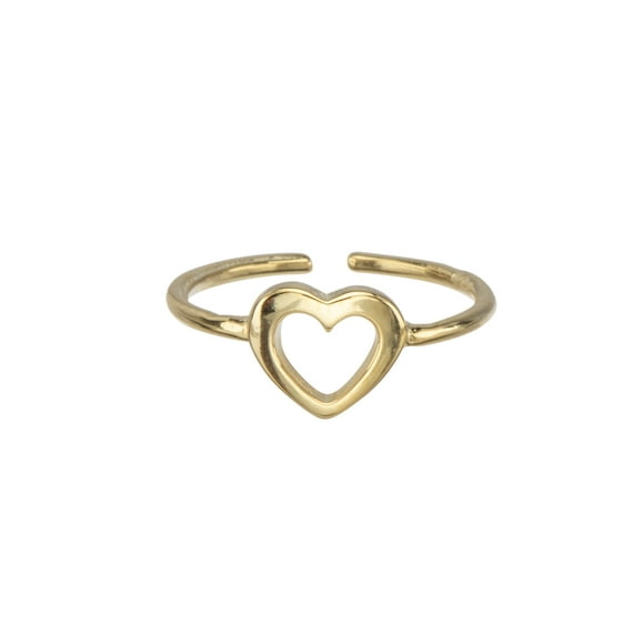 24K Gold Plated Sterling Silver Open Heart Toe Ring