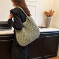 thumbnail image 6 of husxh Women Vintage Shoulder Bag Large Capacity Retro Straw Handbag Hasp Closure Simple Weaving Handbag Ladies Summer Daily Bag, 6 of 9