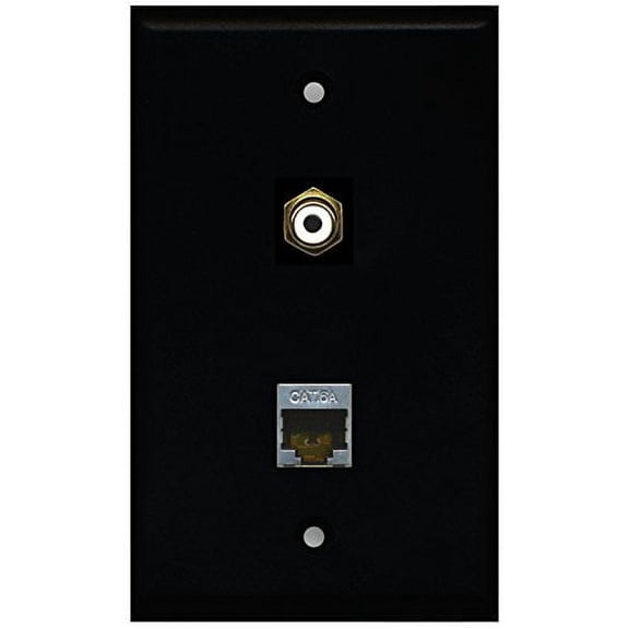 RiteAV - Black 1 Port RCA White 1 Port Cat6a Wall Plate