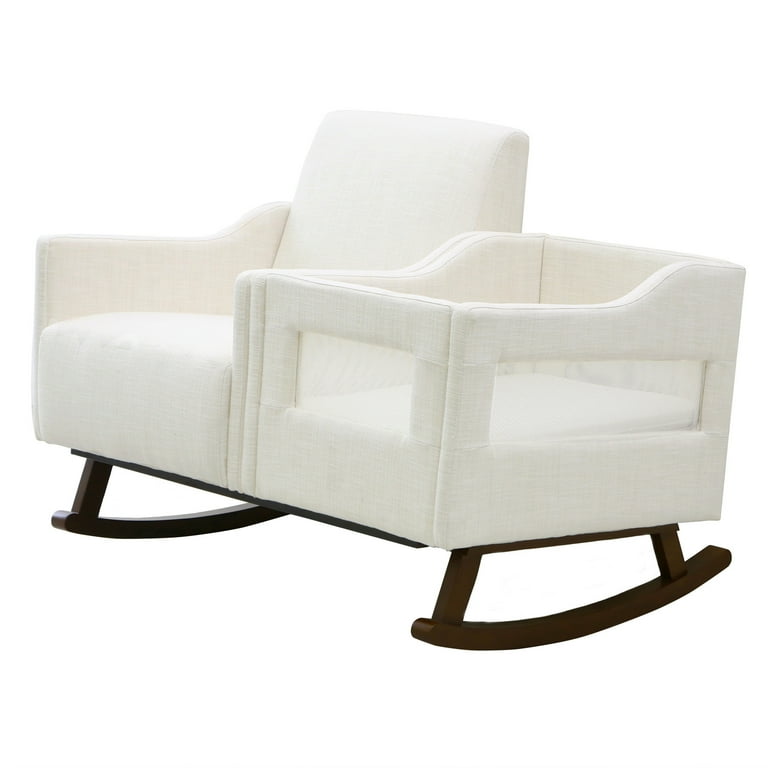 Story Home Emerson Upholstered Nursery & Rocking Bassinet- Ivory - Walmart.com