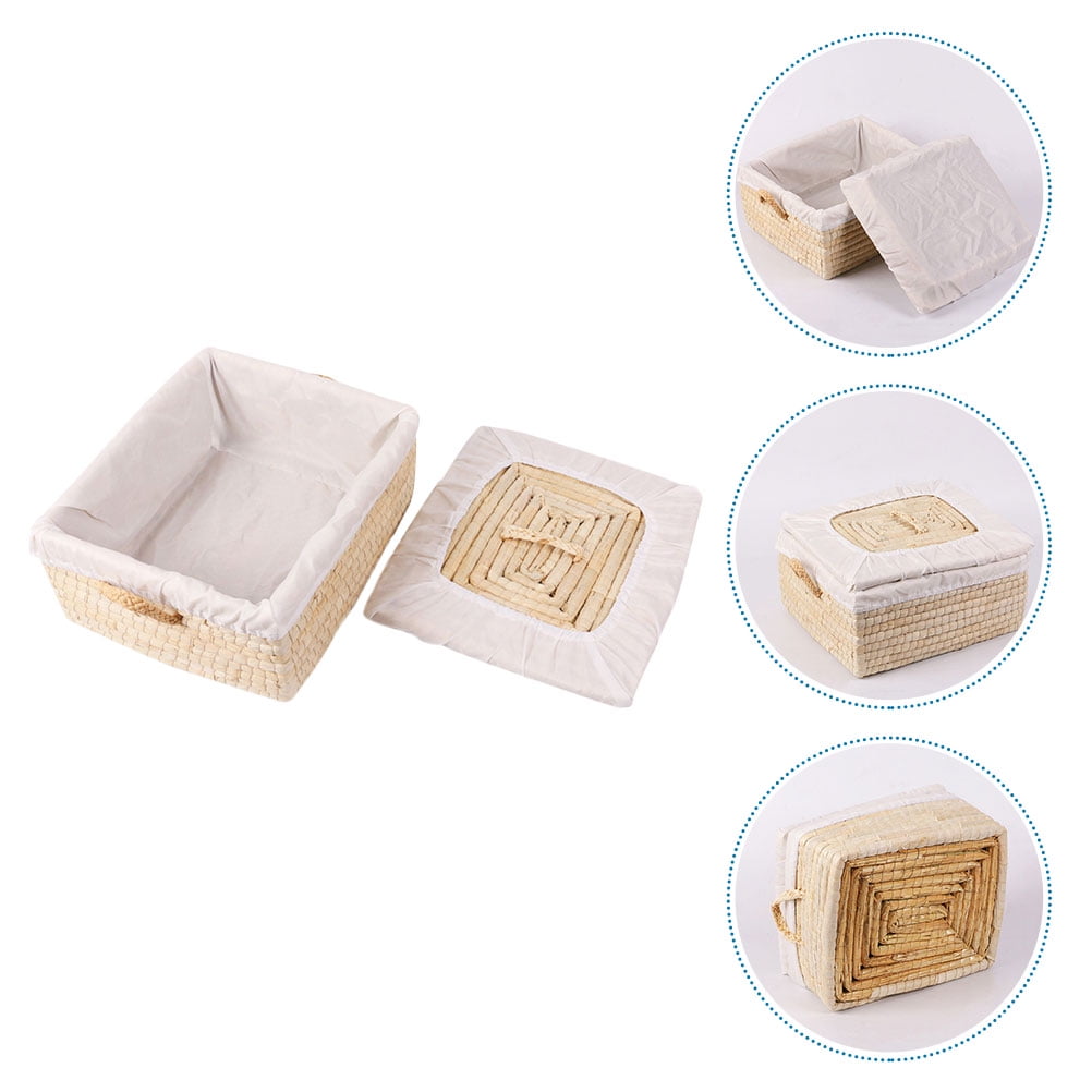 OUNONA  Egg Storage Container Household Basket Decorative Fruit Lid Lids Beige