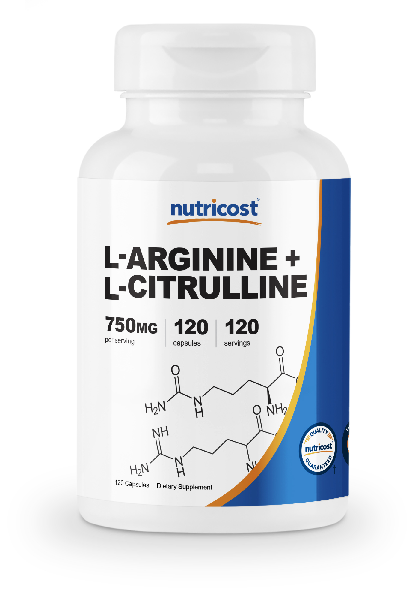 Nutricost L-Arginine L-Citrulline Complex 750mg, 120 Capsules - Non-GMO ...