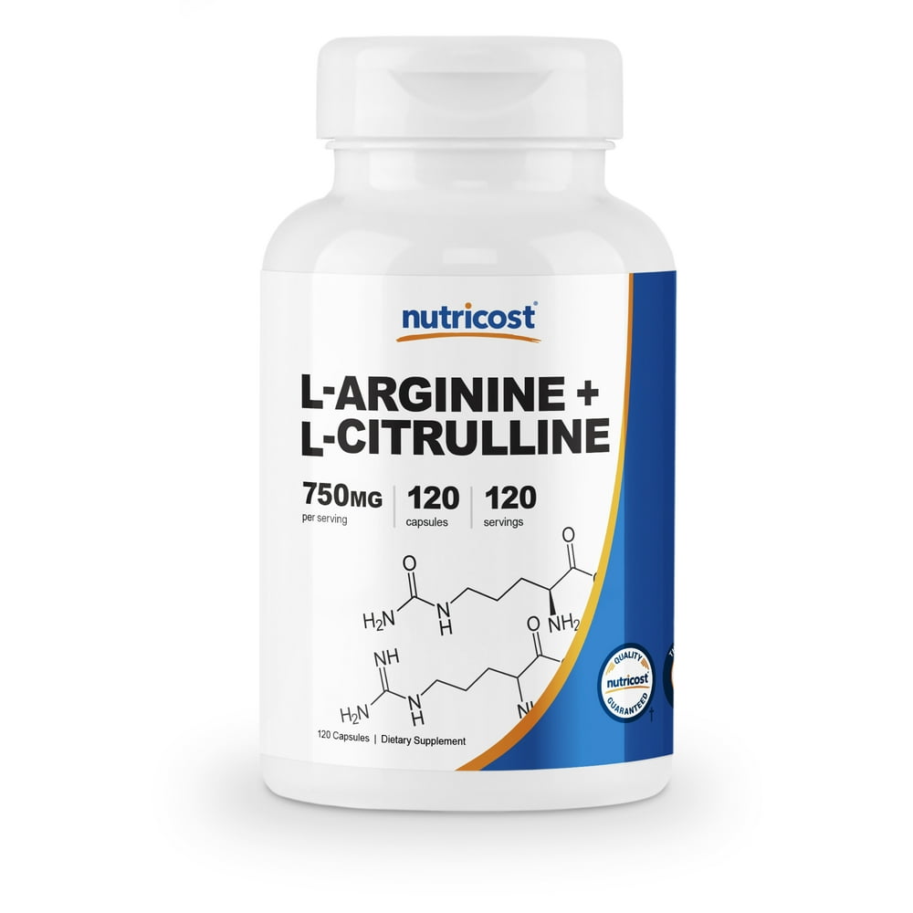 Nutricost LArginine LCitrulline Complex 750mg, 120 Capsules NonGMO