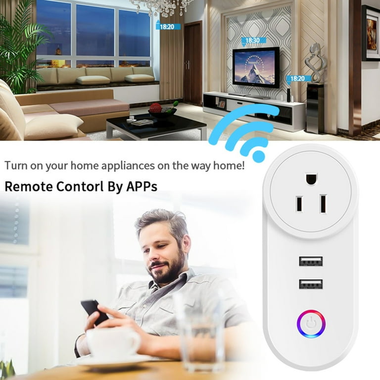 Useelink Smart Plug 10A, WiFi Smart Plug Socket, Remote Control with Timer  Function, Compatible with Alexa and Google Home, No Hub Required, Only