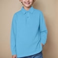 thumbnail image 2 of HCNTES Big Boy's Polo Shirts Long Sleeved Solid Color Basic Polos Breathable Basic Undershirt(Sky Blue,12-13 Years), 2 of 5