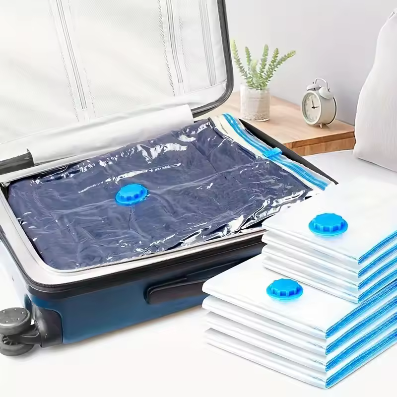 thumbnail image 2 of Bolsas de almacenamiento de sellado al vacío para ahorro de espacio, organizadores transparentes reutilizables de PVC con cremallera para el hogar y los viajes, 2 of 8