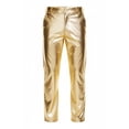 thumbnail image 5 of KKBOTIVE Metallic Shiny Disco Pants for Men, 70s/80s Party Rave Pants, Retro Festive Straight Trousers Men's Fashion, Gold Size: L, 5 of 5