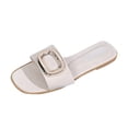 thumbnail image 3 of Eltusu Women Flat Slide Sandals, Beach PU Open Toe Slip On Summer Shoes Beige Size 9, 3 of 4