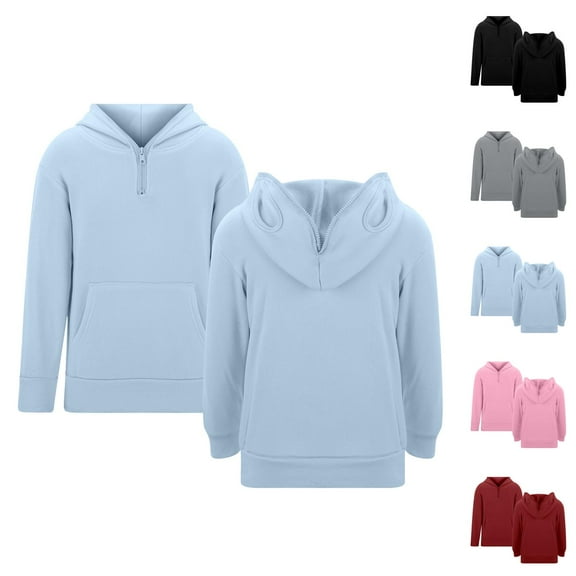 Solid Color Boys Sweatshirts Boys Hoodies & Sweatshirts For Kids Solid Color Zip Up Pullover With Pocket Long Sleeve Casual Outerwear For School And Outdoor Activities Boys' Fashion