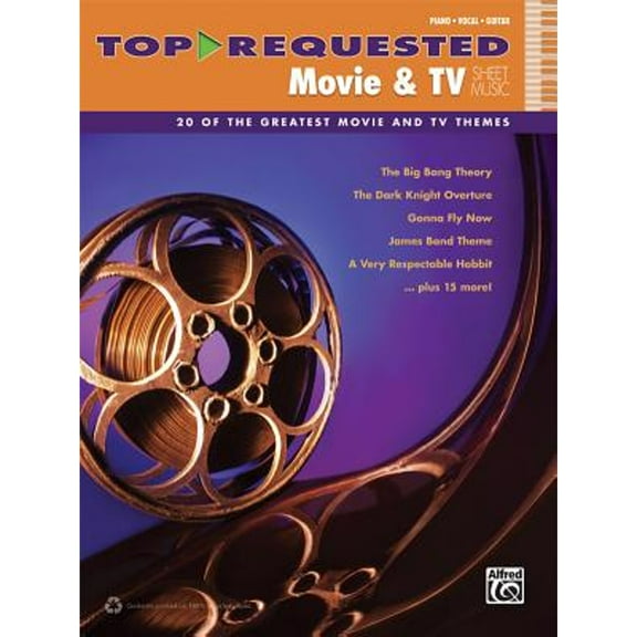 Pre-Owned Top-Requested Movie & TV Sheet Music: 20 of the Greatest Movie and TV Themes (Piano/Vocal/Guitar) (Paperback) by Alfred Music