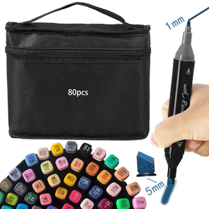 MIKOUJOS 80-Color Alcohol Markers Brush Tip Set