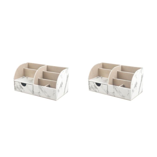 Wosthever Organizador de suministros de escritorio elegante y duradero para una fácil limpieza caja de almacenamiento de escritorio blanco 28.3 cm * 14.5 cm * 14.3 cm 2Conjunto
