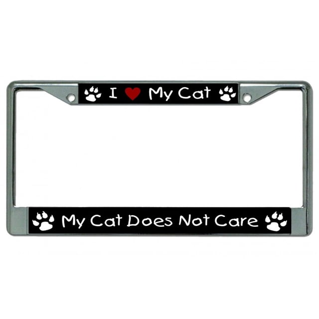 Cadre de Plaque d'Immatriculation Chromé I Heart My Cat