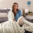 thumbnail image 4 of Bare Home Faux Shearling Blanket - Fluffy & Soft - Lightweight - Full/Queen, Oyster - Tipped, 4 of 7