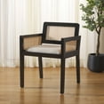 thumbnail image 2 of Safavieh Patrina Scandinavian Wood and Rattan Dining Arm Chairs, Black / Natural / White, 2 of 8