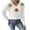 White, variant on successthop Sweaters for Women Cropped Long Sleeve Tops Collar Pullover Outwear Ribbed Cuff Crochet Floral Clothes White
