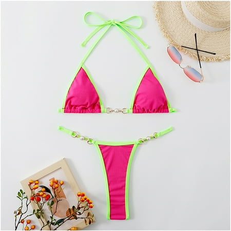 Popular Picks  Women s Patchwork Set Swimsuit  Bra Swimwear  Beachwear  Full Coverage  Soft Bralette  One Size Fit  Quick Dry  UPF 50+  Stylish Pattern  Women s Swimsuit | Hot Pink S  Sopatenor