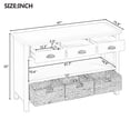 thumbnail image 2 of 47" Retro Console Table with 3 Storage Drawers, Entryway Table with 3 Water Hyacinth Woven Baskets and Shelf, Wooden Buffet Cabinet for Entryway Hallway Living Room, Espresso, 2 of 9