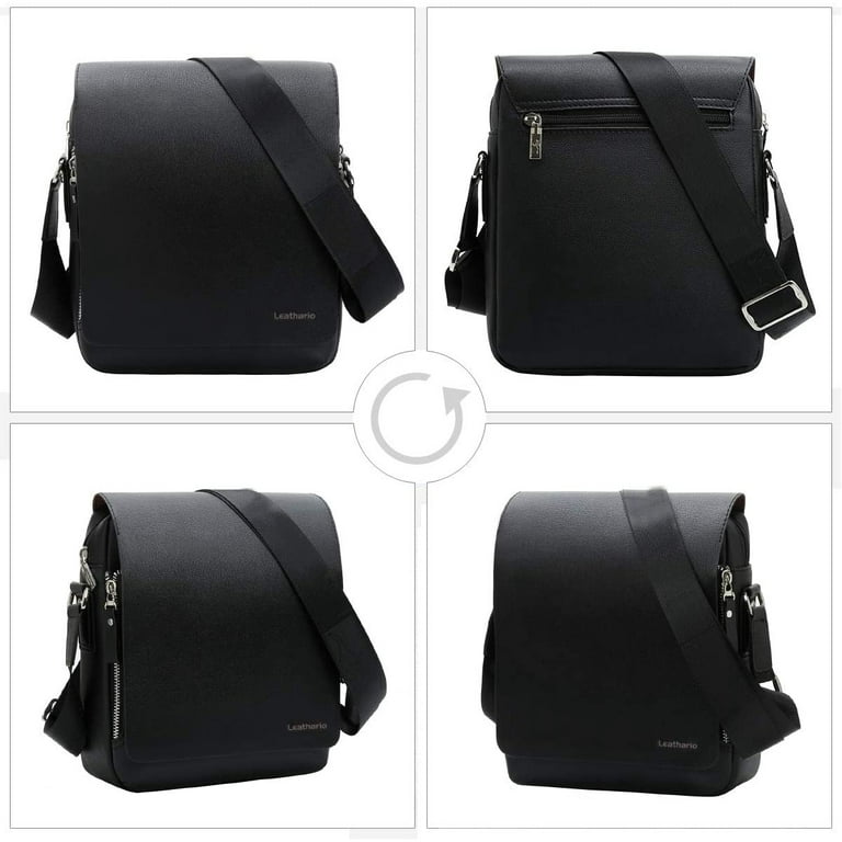  Leathario Men's Leather Shoulder Bag Crossbody Bag For