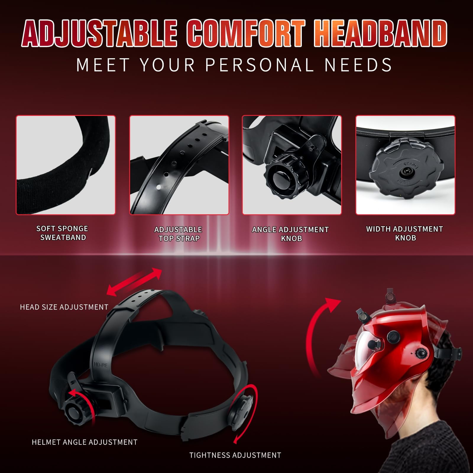 Auto Darkening Welding Helmet with Light Solar Powered True Color Welding Hood 2 Arc Sensor Wide Shade 9-13 Welding Mask with Extra Grinding Mode Weld Helmet