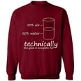 thumbnail image 2 of OXI Crewneck Sweatshirt - Technically The Glass is Full, Basic Casual Sweatshirts for Men's and Women Fleece Sweatshirt Long Sleeve - Cardinal Red Large, 2 of 2