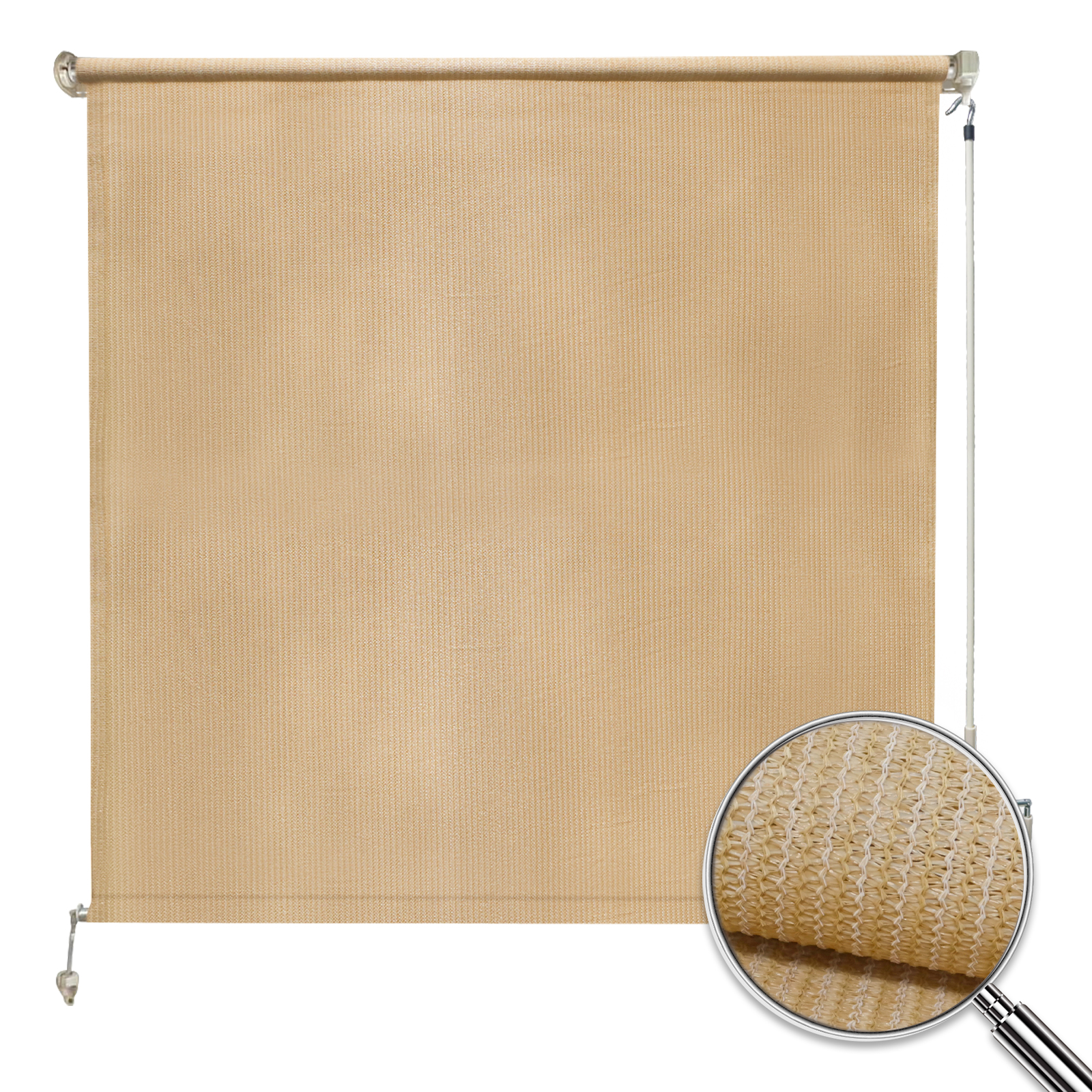 Artpuch Outdoor Cordless Roller Shade 6'W X 6'L Exterior Roll Up Shade