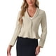 thumbnail image 1 of Blazer corto de trabajo INSPIRE CHIC para mujer con cuello de solapa, manga larga, volantes, chaqueta casual de oficina L beige, 1 of 6