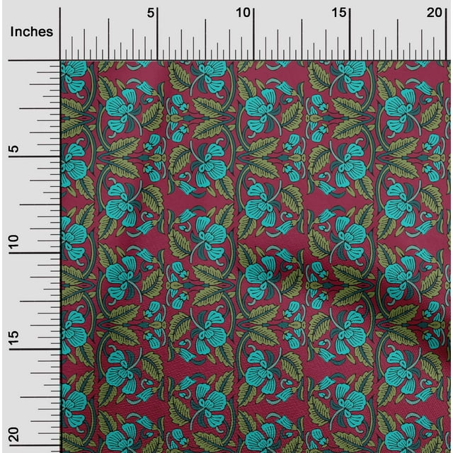 oneOone Tissu Polyester Lycra Feuilles & Floral Imprimé Bloc Tissu BTY 56 Pouces de Large