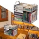thumbnail image 1 of Organizador grande de bolsas para guardar libros transparentes | Caja de cremallera de plástico transparente | Caja de estantería plegable impermeable | Almacenamiento multipropósito doméstico | 1, 1 of 5