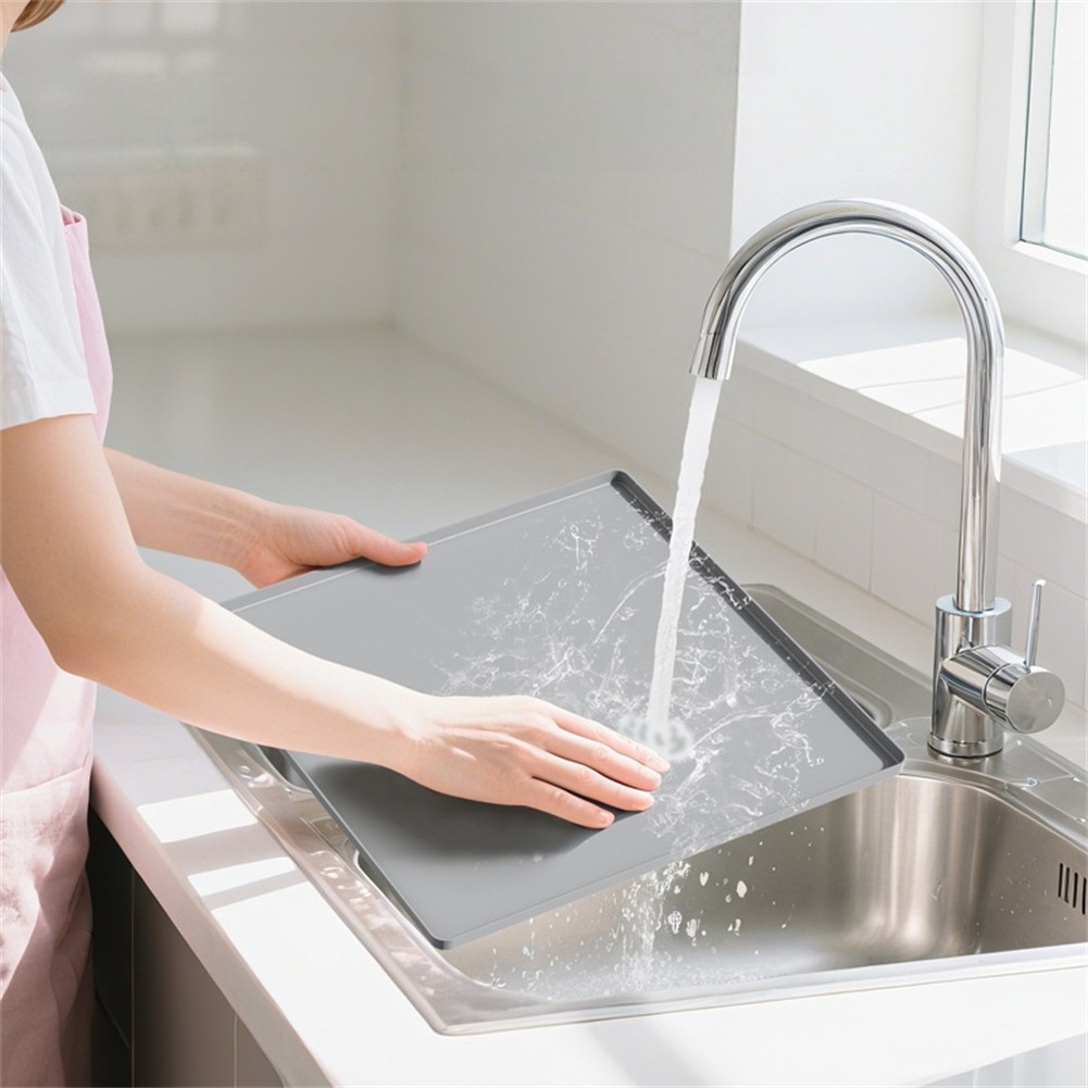 50X50Cm Fridge Silicone Mat Non-Slip Drip Pan Raised Edges For Protects Floors Non-Slip Mini Drip Pan With Raised Edges