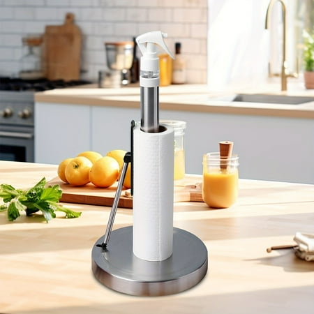 Ywuzuh Countertop Paper Towel Holder, Stainless Steel Tension Arm with Weighted Base and One-Hand Tear for Kitchen and Bathroom