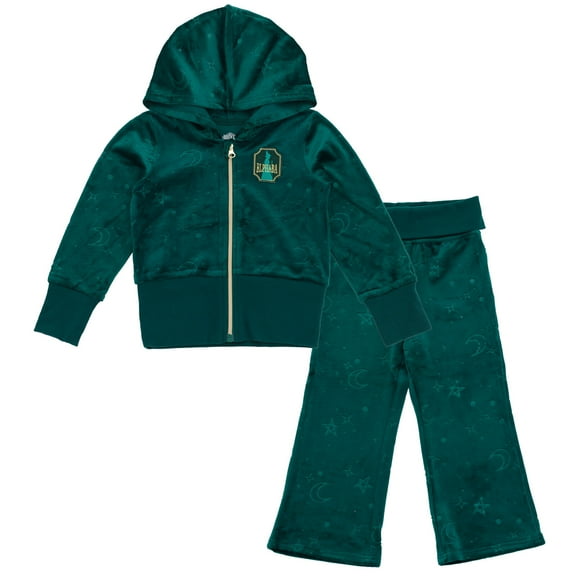 Wicked Elphaba Velour Zip Up Hoodie and Flare Pants Outfit Set Toddler to Big Kid