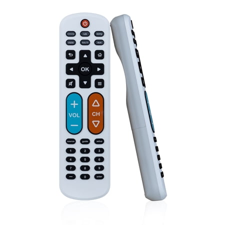 GE OneTouch Streaming Replacement Remote Control, Big Button, Backlit, White