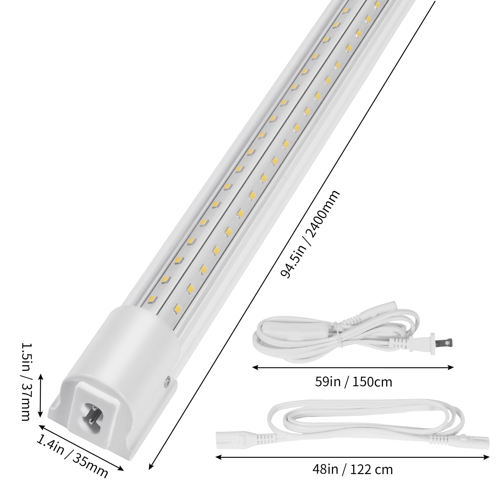 KFFKFFLinkable Ceiling Shop Light Fixture 11000LM 10 Pack 8FT LED Shop Light 80W