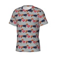 thumbnail image 3 of Yiaed Dachshund Dog Heart Print Mens Short Sleeve Tight Fit T-Shirt, Crewneck Casual Tee-XX-Large, 3 of 5