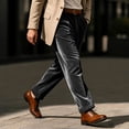 thumbnail image 4 of BUIGTTKLOP Mens Velour Dress Pants Casual Straight Leg Business Pants Wide Leg Work Slacks with Pockets, 4 of 6