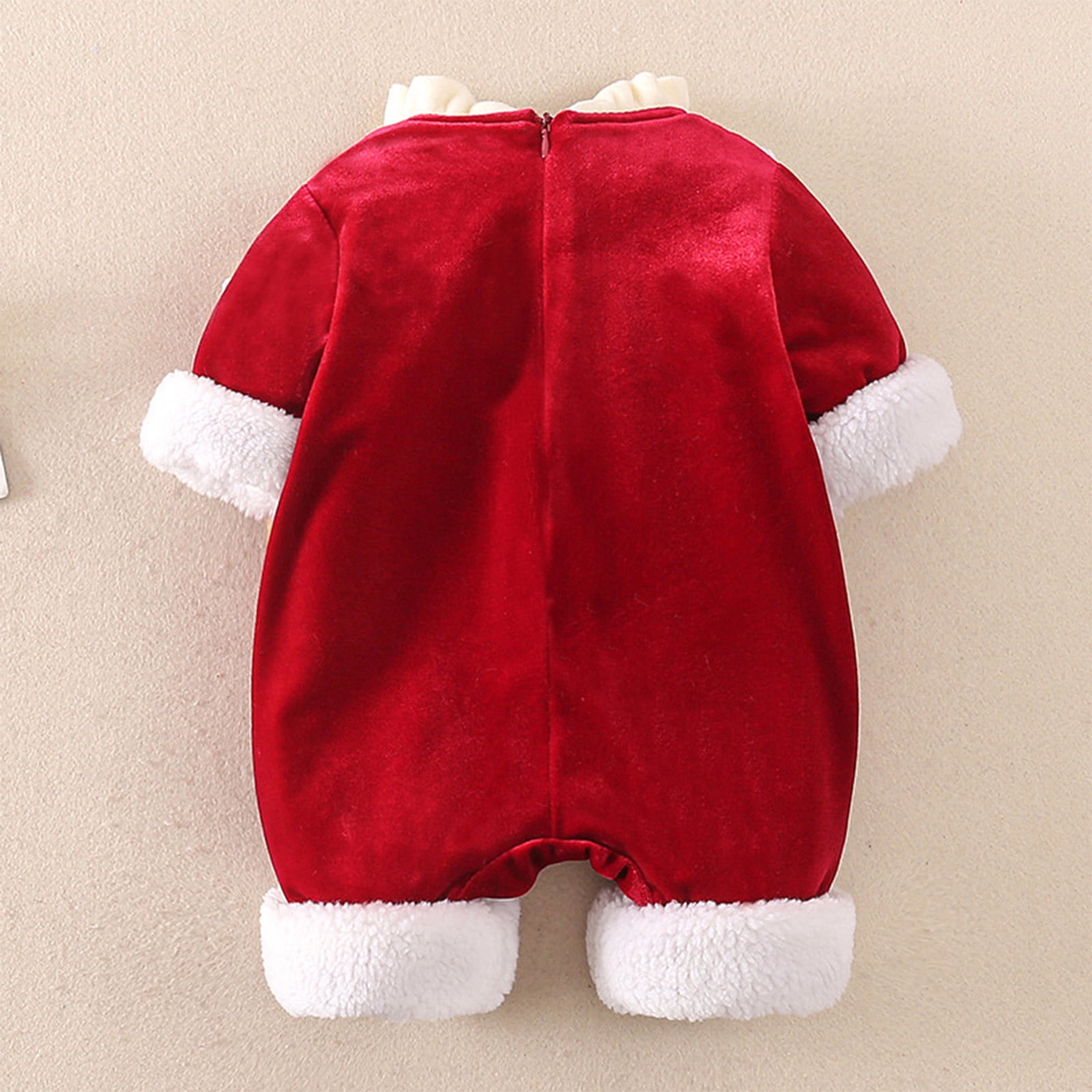 Odeerbi Toddler Girls Clothes Christmas Jumpsuit Baby Romper Christmas Jumpsuit Hooded Fleece Rompers Infant Thick Snowsuit Winter Warm Outerwear Outfits Red 11-16 Months