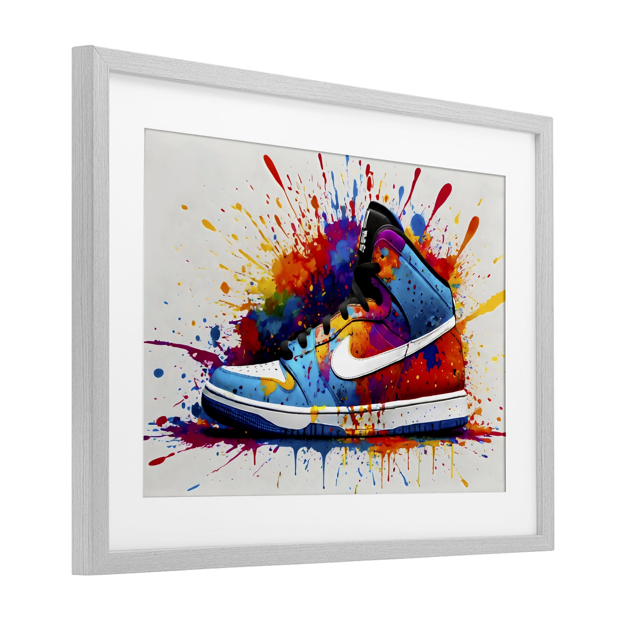 Stupell Industries Centric Sneaker Splash Gray Framed Print Under Glass, design by Creative Studio