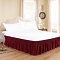 thumbnail image 5 of RUseeN Wrap Around Ruffled Bed Skirt with Adjustable Elastic Belt - 15 Inch Drop Easy to Put On, Wrinkle Free Bedskirt Dust Ruffles, Frame Cover for Queen, King and C-King Size Beds, Burgundy Solid, 5 of 8