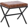 thumbnail image 3 of PetFurnishn Vanity Stool, Faux Leather Ottoman Chair for Vanity, Small Vanity Bench with Metal X Legs, Rectangle Vanity Seat Foot Rest Stool for Dressing Room, Living Room, Bathroom, Yellowish Brown, 3 of 8