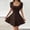 Coffee, variant on Women Solid Square Neck Short Sleeve Bodycon Flared Mini Dress, High Stretch Slim Fit A-Line Skater Dress, Casual Club Party Going Out Cute Dresses Black XL(XL)