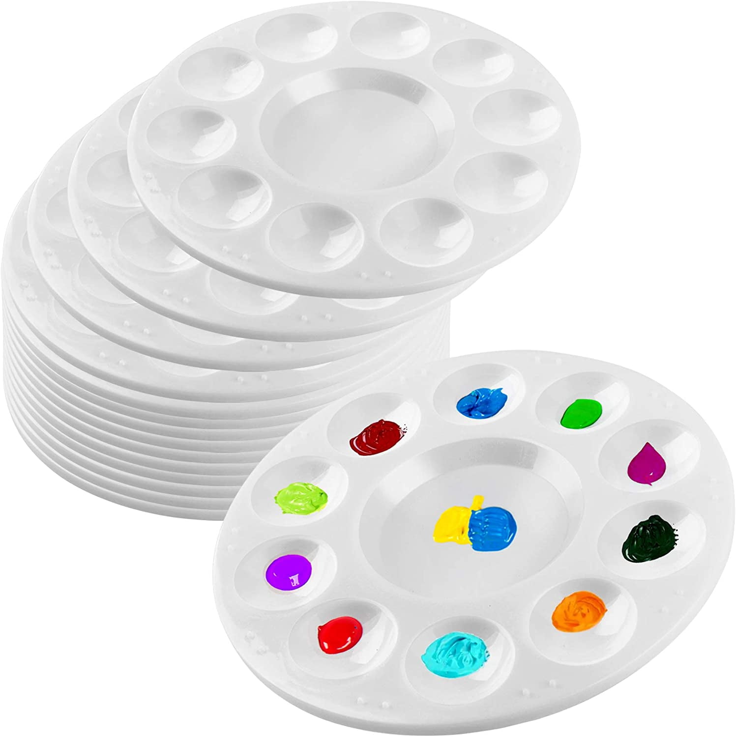 32 Pack Paint Tray Palettes, Plastic Paint Pallets, Painting Tray Palette, Round Paint Holder Tray, DIY Craft, Art Painting, Classes, Play Party, Kindergarten or School